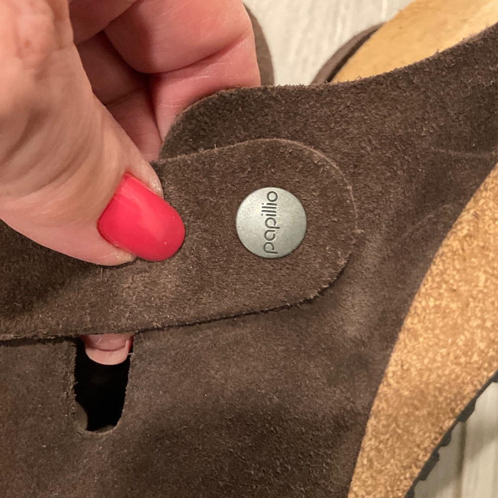 BIRKENSTOCK Papillio Fanny Suede Wedge Clog Brown Size Women’s 11 Like New - Picture 9 of 10